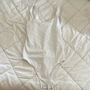 Abercrombie white, basic, thong bodysuit